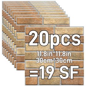 20 Pcs 3D Stereo Wall Stickers Self-adhesive Wallpaper Brick Pattern Creative 3D Peel And Stick Heatproof Vinyl