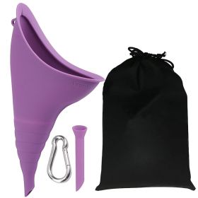 Portable Silicone Urinal For Women; Reusable; Dewable; Emergency Urinal In Car; Emergency Urinal With Hook And Catheter; With Waterproof Storage (Color: PURPLE)