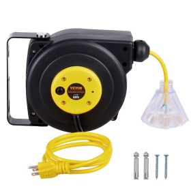 VEVOR Retractable Extension Cord Reel Power Cord Reel 30FT 16AWG/3C SJTOW (Default: Default)