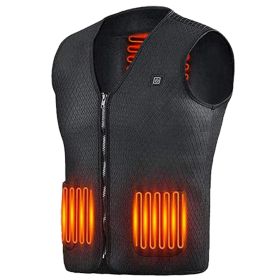 Heat Jacket Vest 3 Heating Gear Adjustable USB Heated Vest Warm Heat Coat Vest w/ 5 Heating Zones For Men Women Winter Outdoor Activity (Color: Black, size: XL)